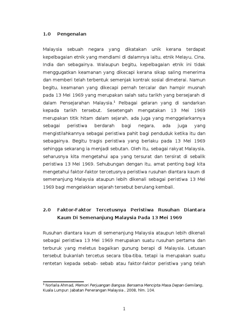 Faktor-Faktor Tercetusnya Peristiwa 13 Mei  PDF