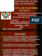 Planeamiento en Seleccion de Equipos Mineros Aplicando Metodos Numericos