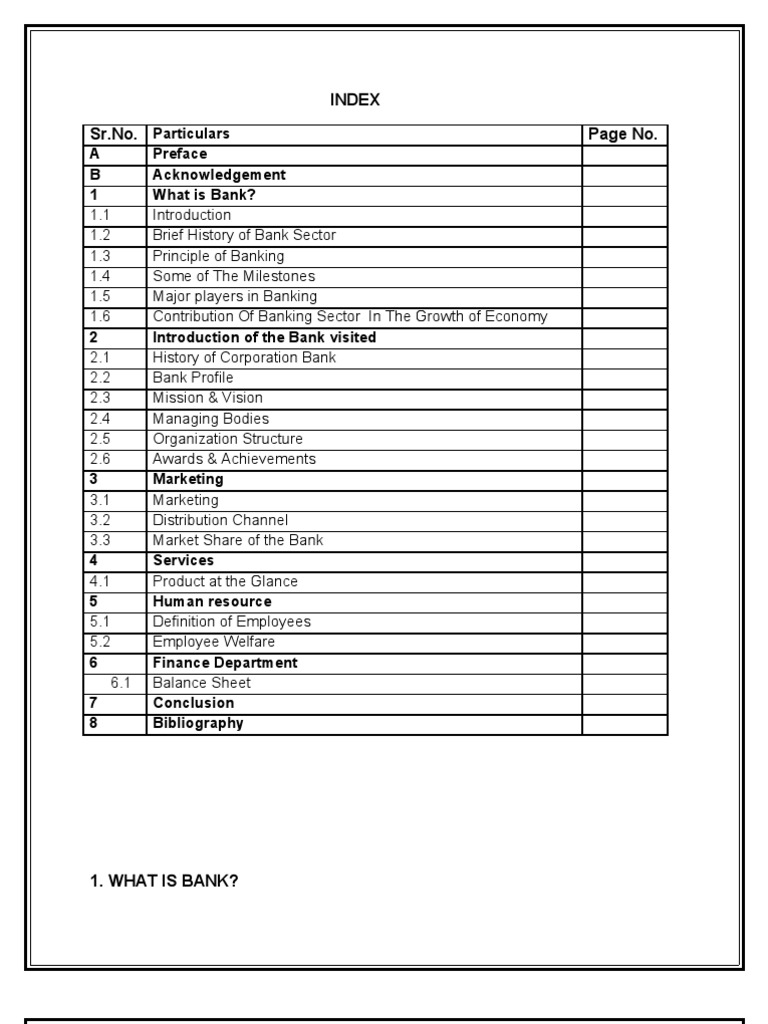 Index SR No Page No Particulars A Preface B Acknowledgement 1 What