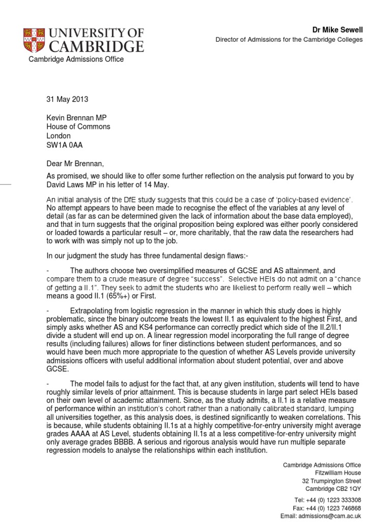 Cambridge Admissions Analysis Response | PDF | Gce Advanced Level ...