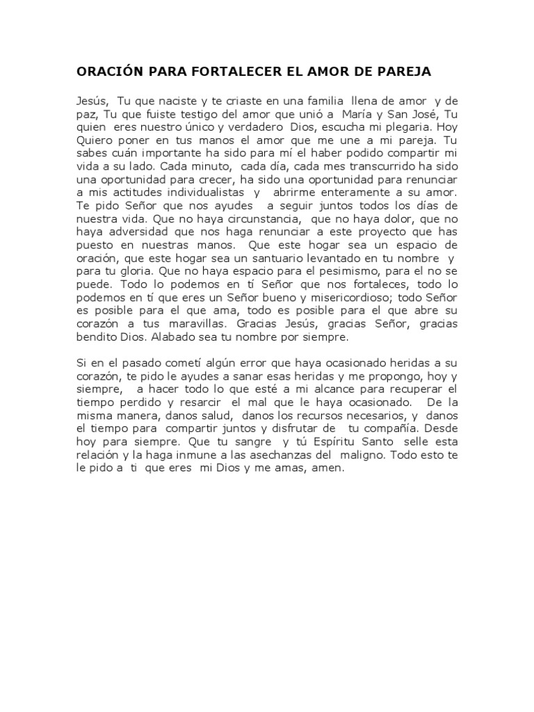 Oración para Fortalecer El Amor de Pareja | PDF | Oración | Amor