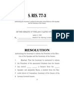 S. Res. 77-3 Notify President on Election of Speaker and Secretary--specimen