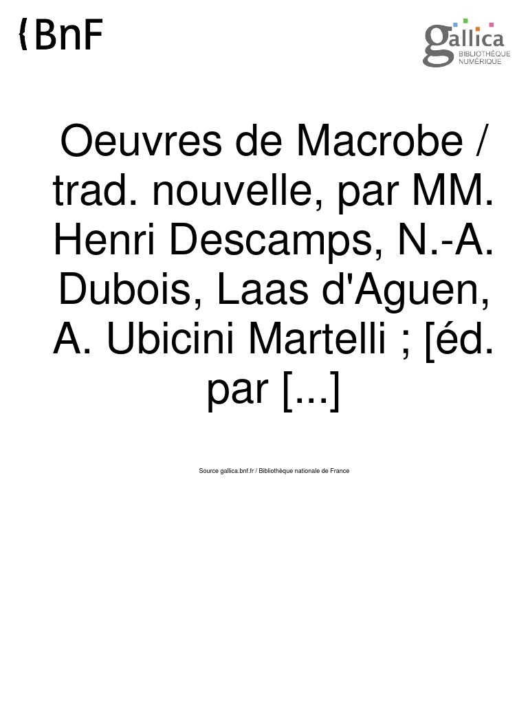 Ouvres de Macrobe | PDF | Paganisme | Religions et croyances