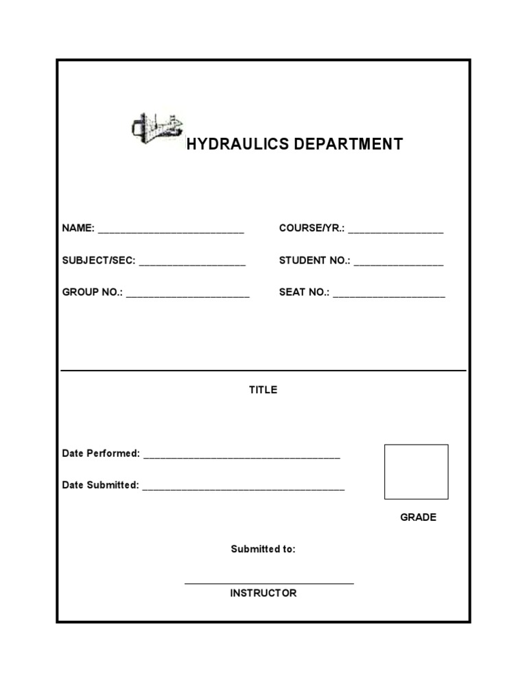Hydraulics Department Form Template | PDF