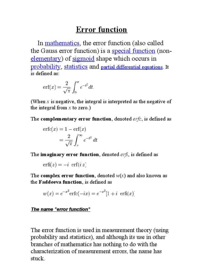 Error Function.sfe Calculus Physics & Mathematics