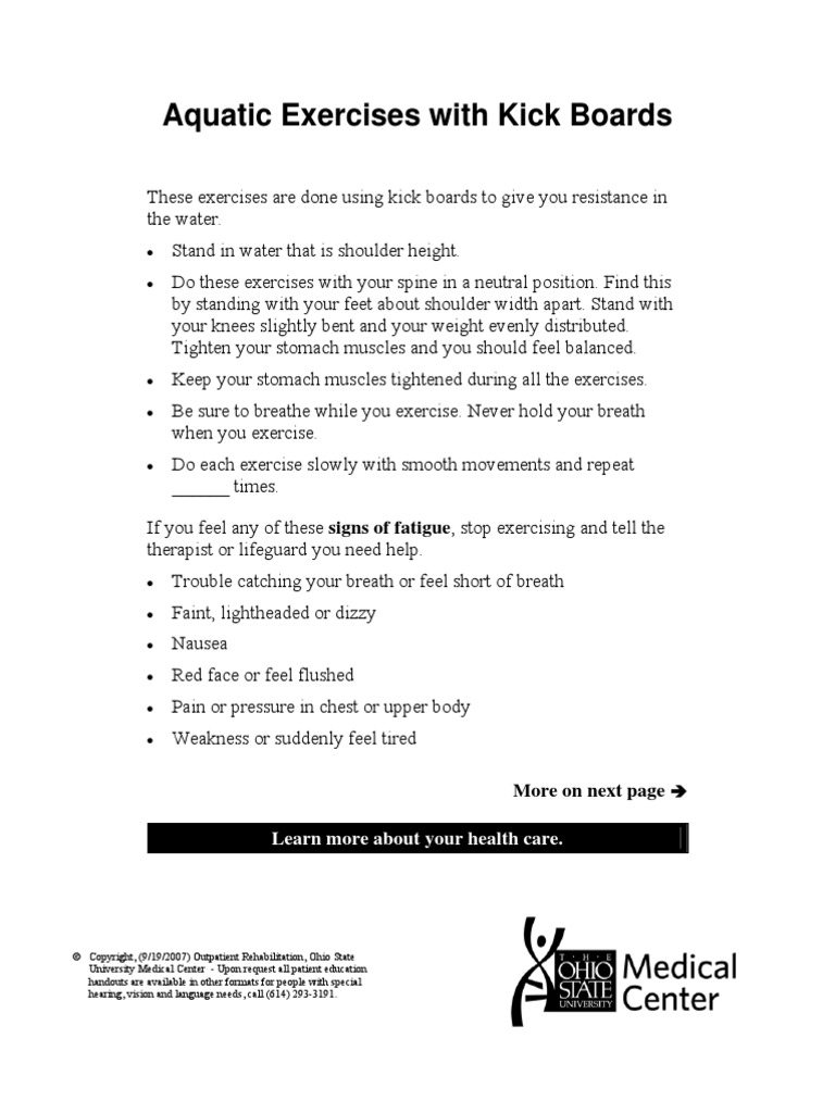 Aquatic Exercises With Kick Boards Learn More About Your Health Care