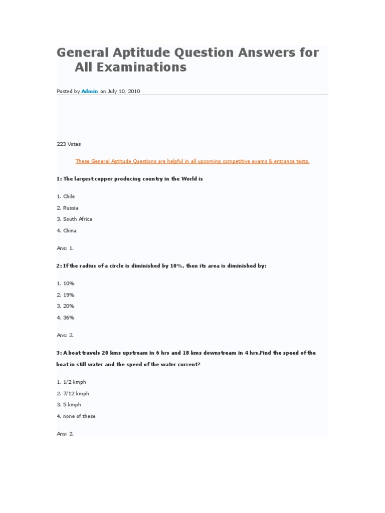 General Aptitude Question Answers For All | PDF | Science & Mathematics
