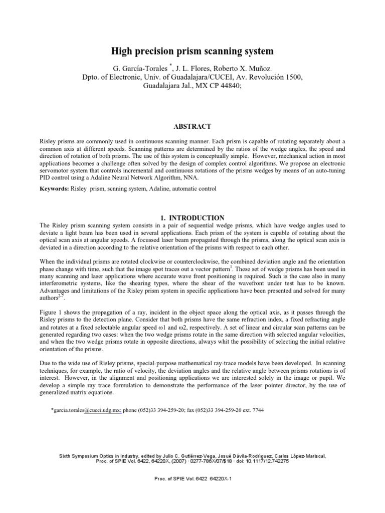 High Precision Risley Prism Scanning System | PDF | Prism | Servomechanism