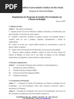 Regulamento Prog Pos Graduacao Ciencias Religiao