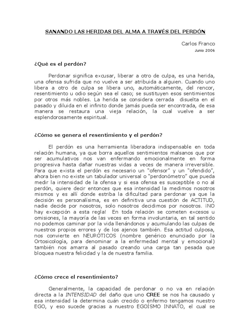 Sanando Las Heridas Del Alma A Través Del Perdón | PDF | Perdón | Felicidad