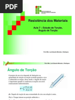 Aula 7 – Estudo de Torção, Ângulo de Torção