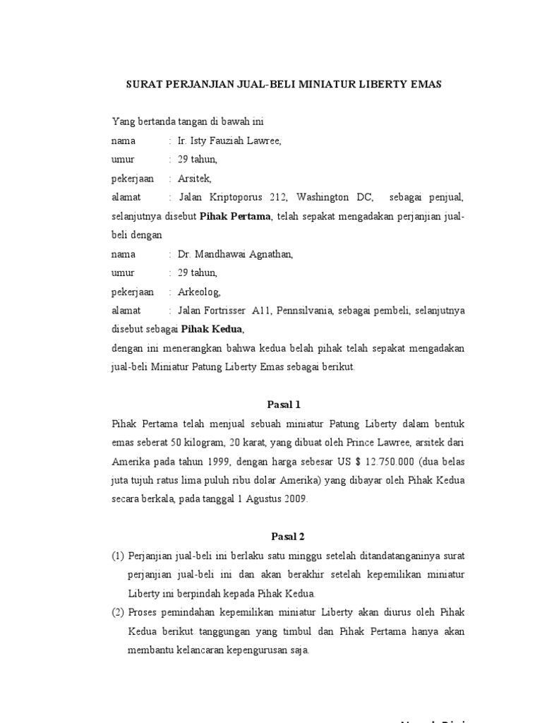 Surat Perjanjian Jual Beli