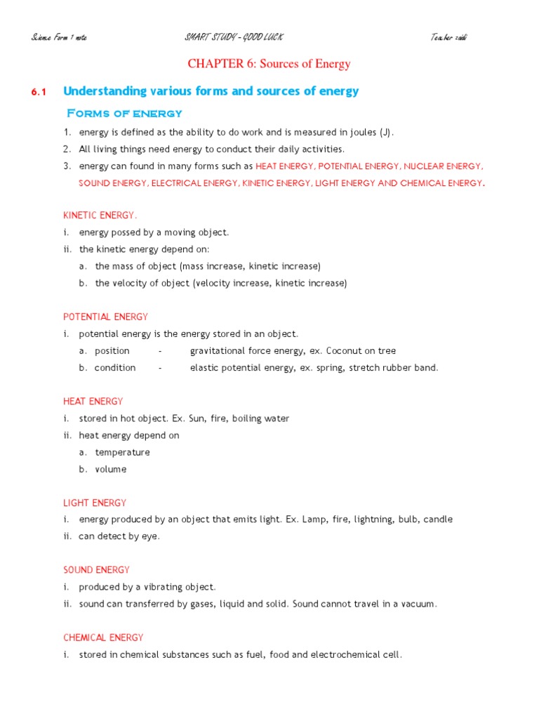 Chapter 6 Sources of Energy | PDF