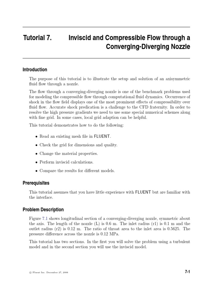 Tutorial 7. Inviscid and Compressible Flow Through A Converging ...