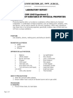 Laboratory Report CHM 1045 Experiment 2 Identification of Substance by Physical Properties