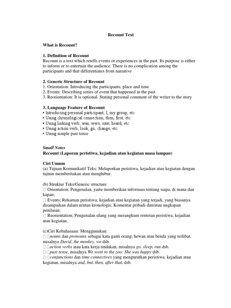 Recount text type examples picture