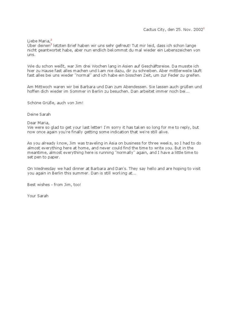 Excellent Letter Writing Samples in German  PDF