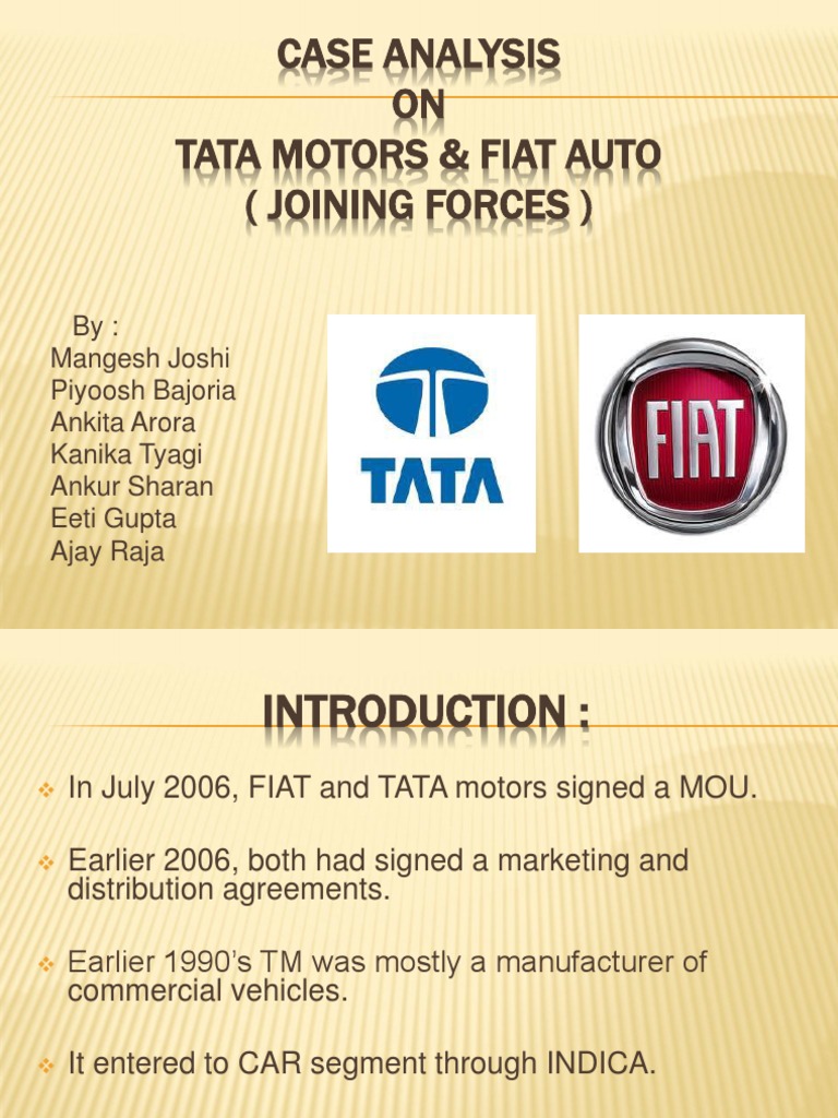 Tata Motors Fiat Auto Joint Venture Analysis | PDF