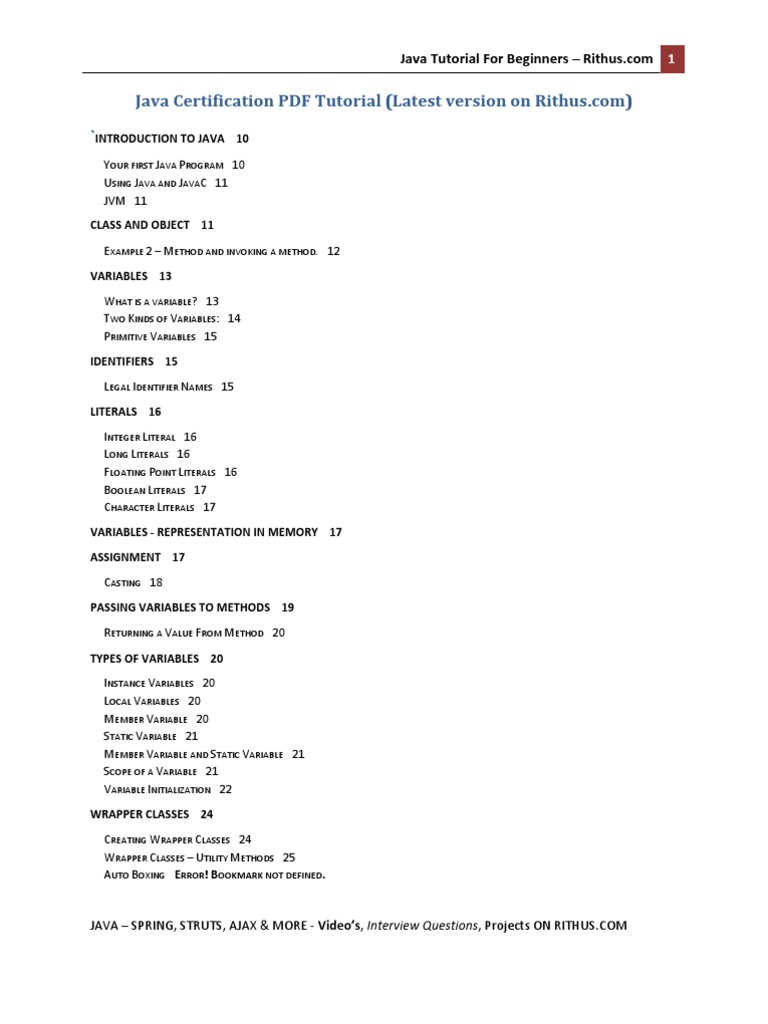 Java Tutorial For Beginners PDF | PDF | Method (Computer Programming ...