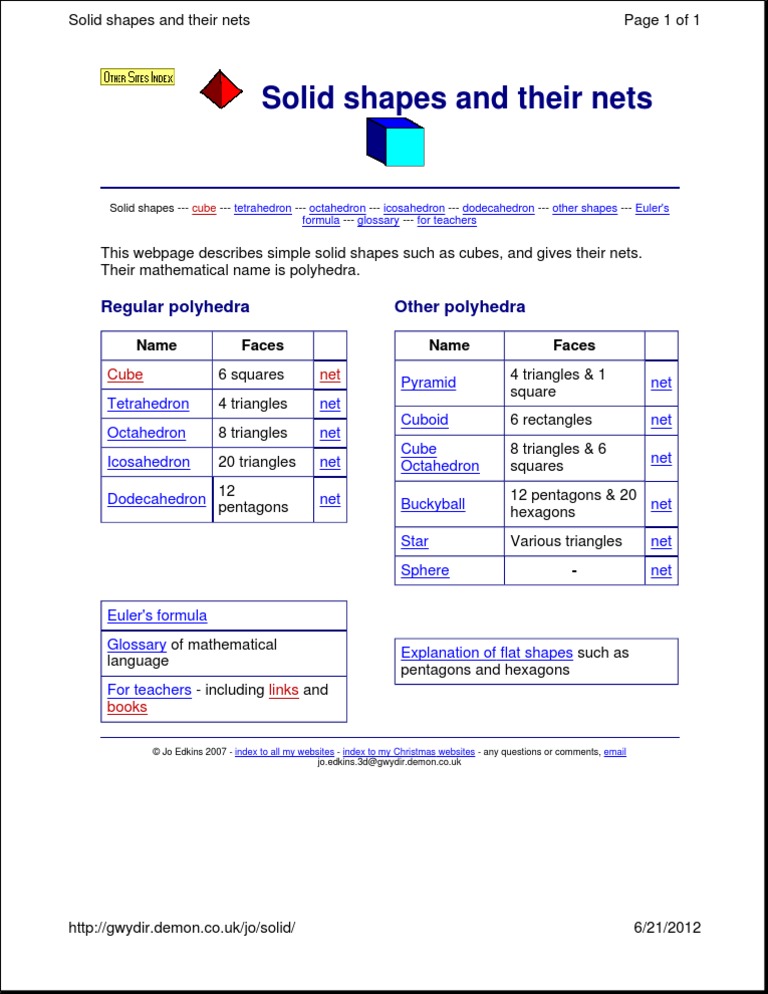 Solid Shapes and Their Nets | PDF