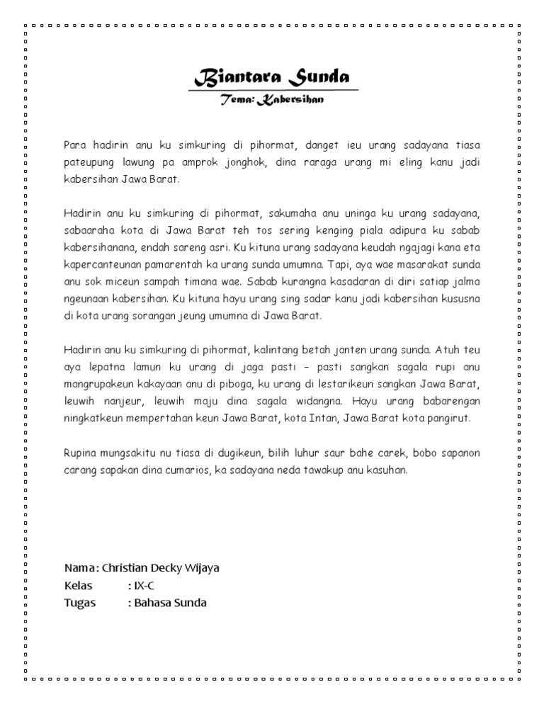 Contoh Soal Pendidikan Contoh Biantara Bahasa Sunda