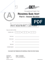 Reading Part A - Answer Booklet