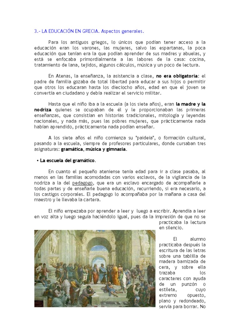 Educación en la Antigua Grecia | PDF | Antigua Grecia | Esparta
