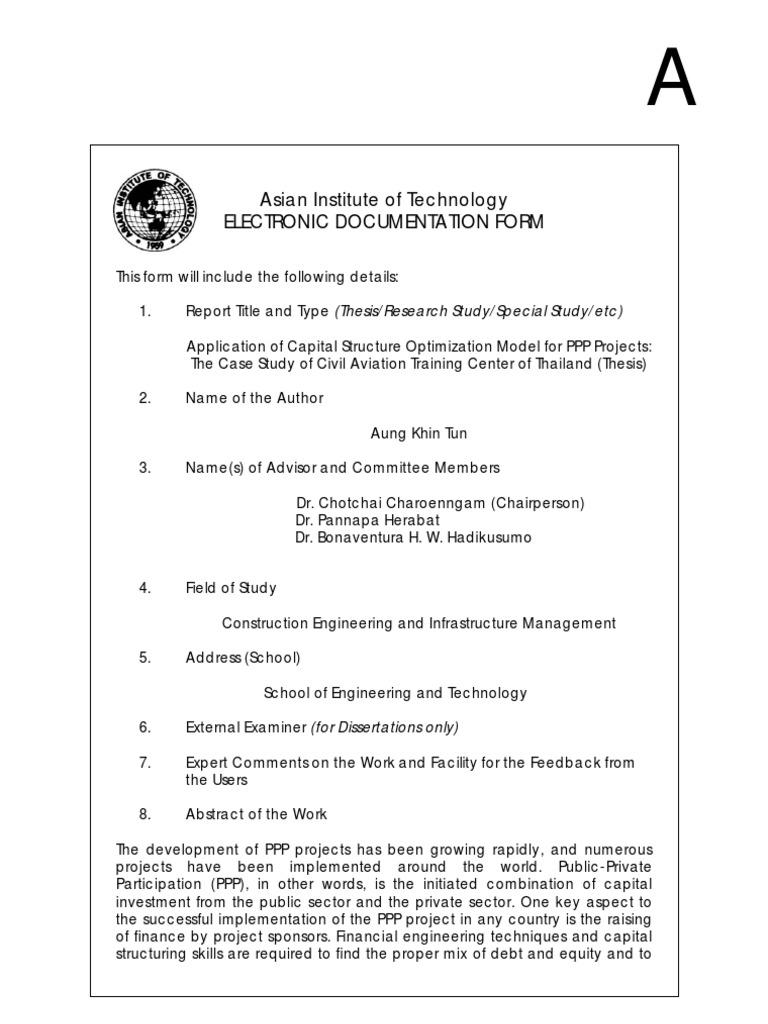 Asian Institute of Technology Electronic Documentation Form | PDF | Art ...
