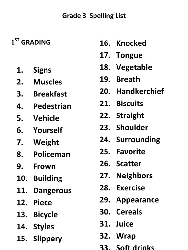 Third Grade Master Spelling Lists PDF PDF Nature, 43% OFF