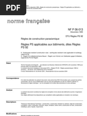 Ps 92 Béton Armé Génie Parasismique - 