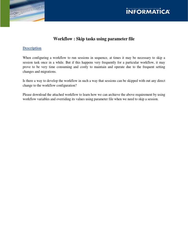 Skip Workflow Tasks with Parameter Files | PDF