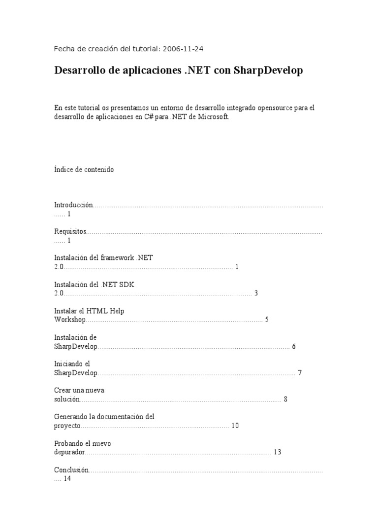 Desarrollo de Aplicaciones con SharpDevelop | PDF | Entorno de ...