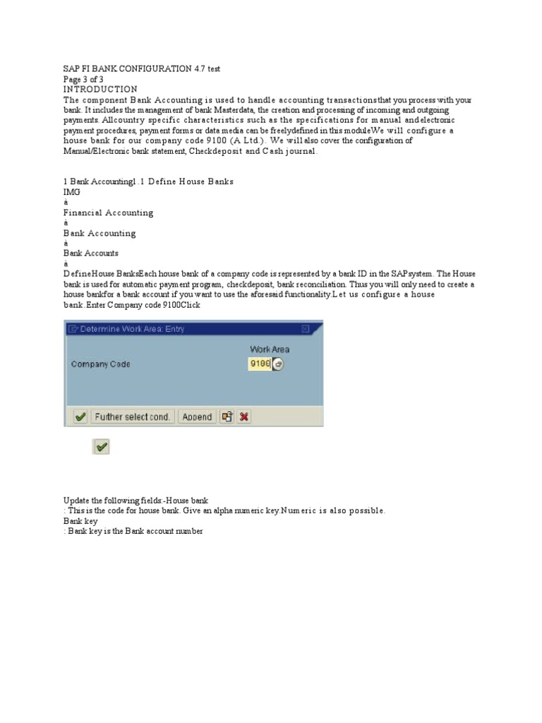 Sap Fi Bank Configuration Test | PDF | Finance & Money Management