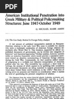 American Institutional Penetration Into Greek Military & Political Policymaking Structures [June 1947-October 1949]