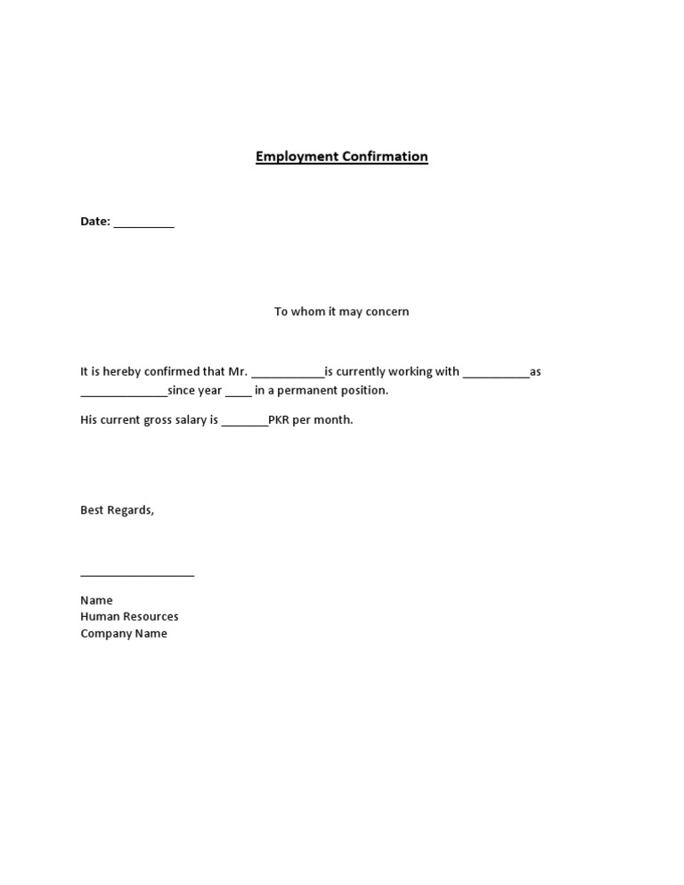 Employment and Salary Confirmation Letter | PDF