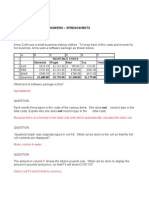 Spreadsheets Example Questions and Answers