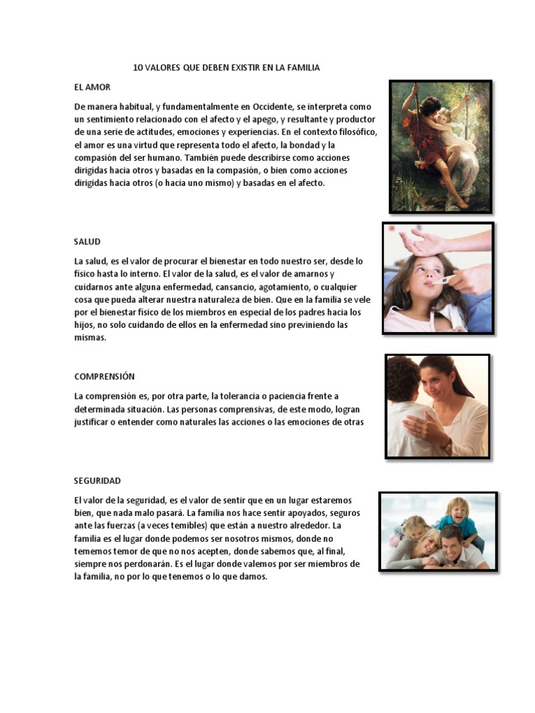 10 Valores Esenciales en la Familia | PDF | Amor | Familia