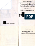 Fenomenología de La Experiencia Estética - Volumen II. La Percepción Estética - Mikel Dufrenne