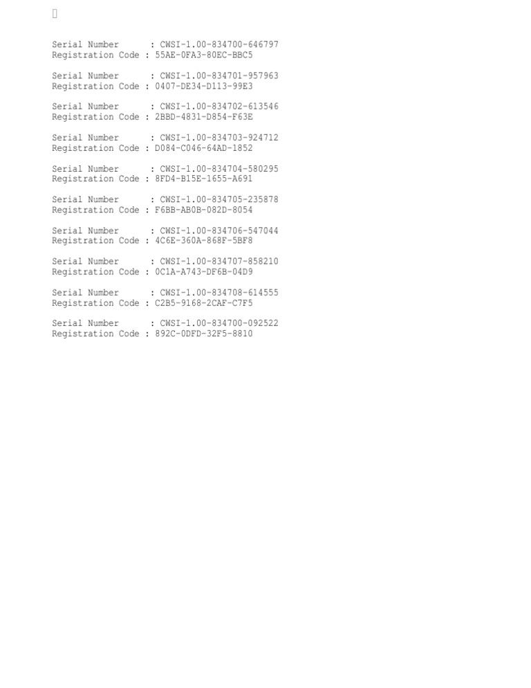 Serial and Registration Codes List | PDF | Written Communication