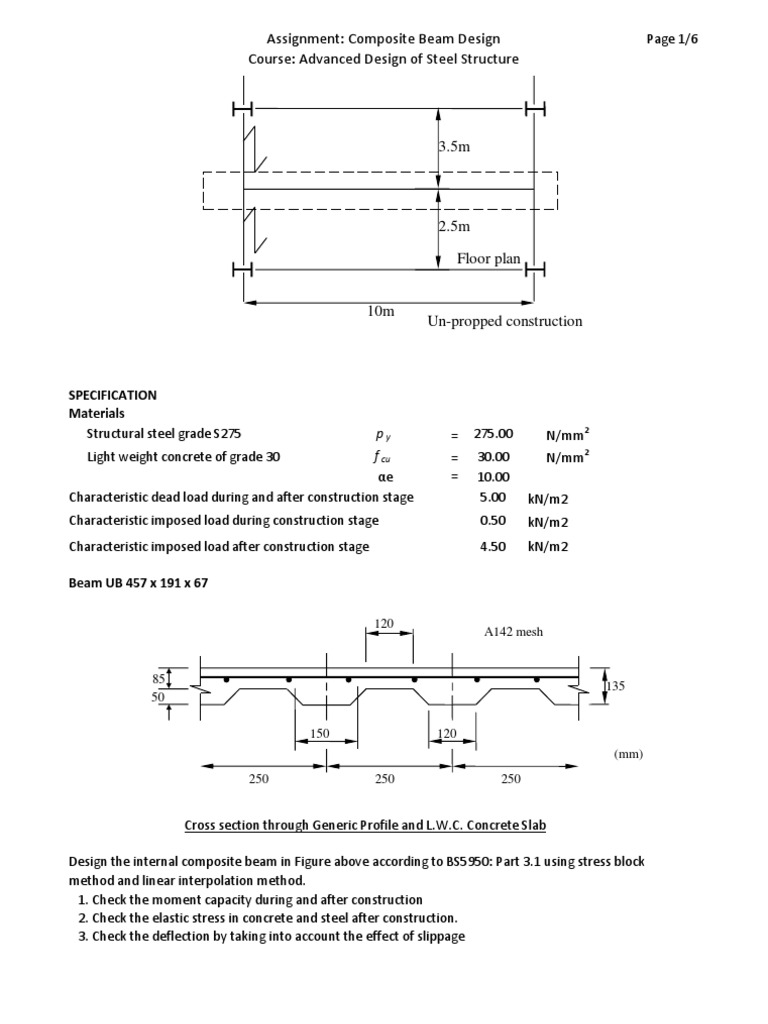 Analysis and Design of an Internally Composite Beam Subjected to Dead