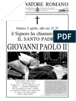 Articolo Morte Giovanni Paolo II