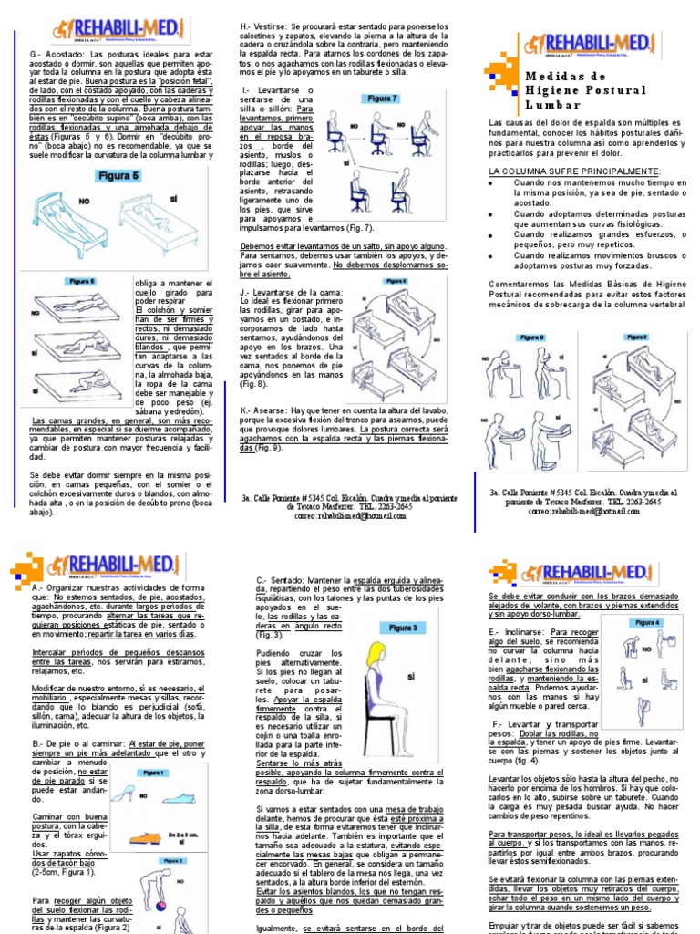 Higiene Postural para Columna y Rodillas | PDF | Rodilla | Dolor lumbar