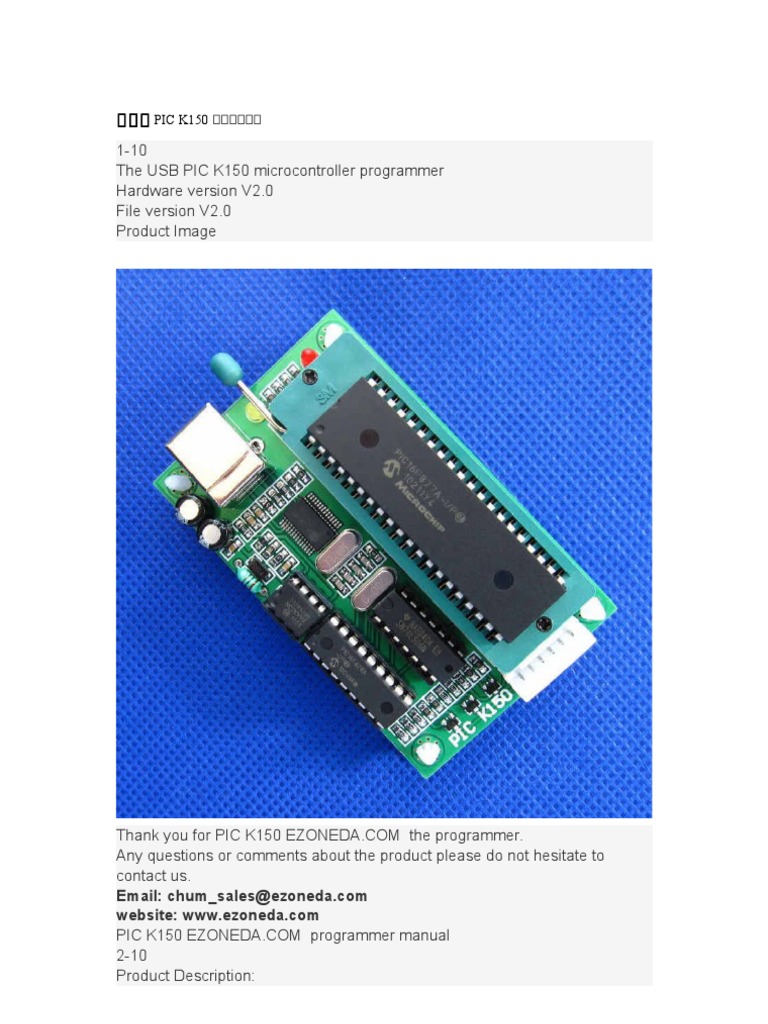 K150 PIC Microcontroller Programmer Guide | PDF
