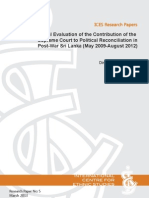 A Provisional Evaluation of the Contribution of the
Supreme Court to Political Reconciliation in
Post-War Sri Lanka (May 2009-August 2012)