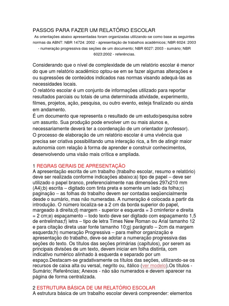Como Fazer um Relatório Escolar | PDF | Citação | Science