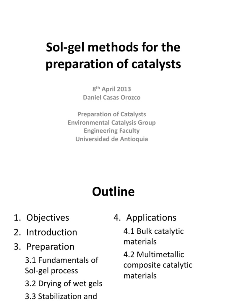 Sol-Gel Methods for Catalyst Preparation | PDF | Catalysis | Colloid