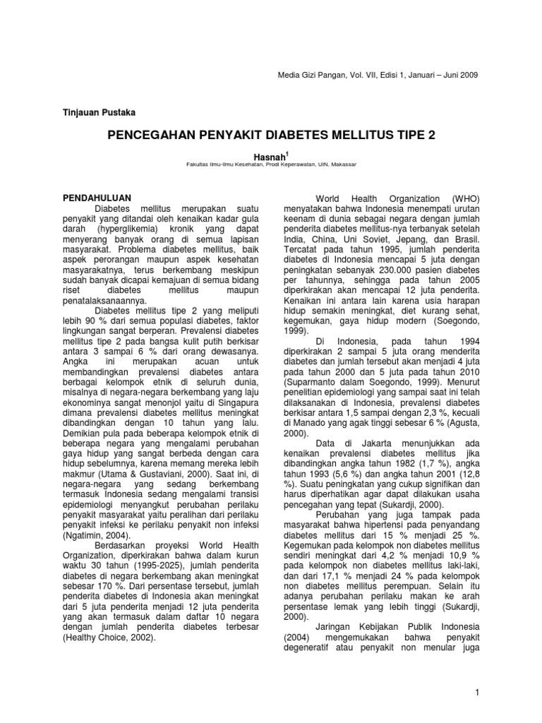 Pencegahan Diabetes Jurnal Pencegahan  Penyakit Diabetes  Mellitus