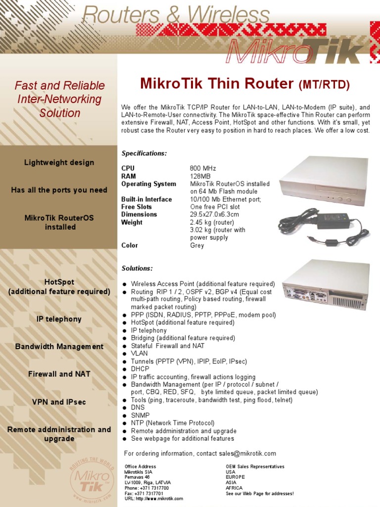 MikroTik Thin Router Features & Specs | PDF | Computers