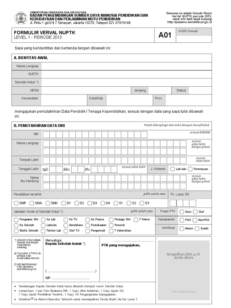 formulir verval a01