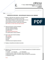 Revisão da recuperação paralela da primeira unidade - 8ano